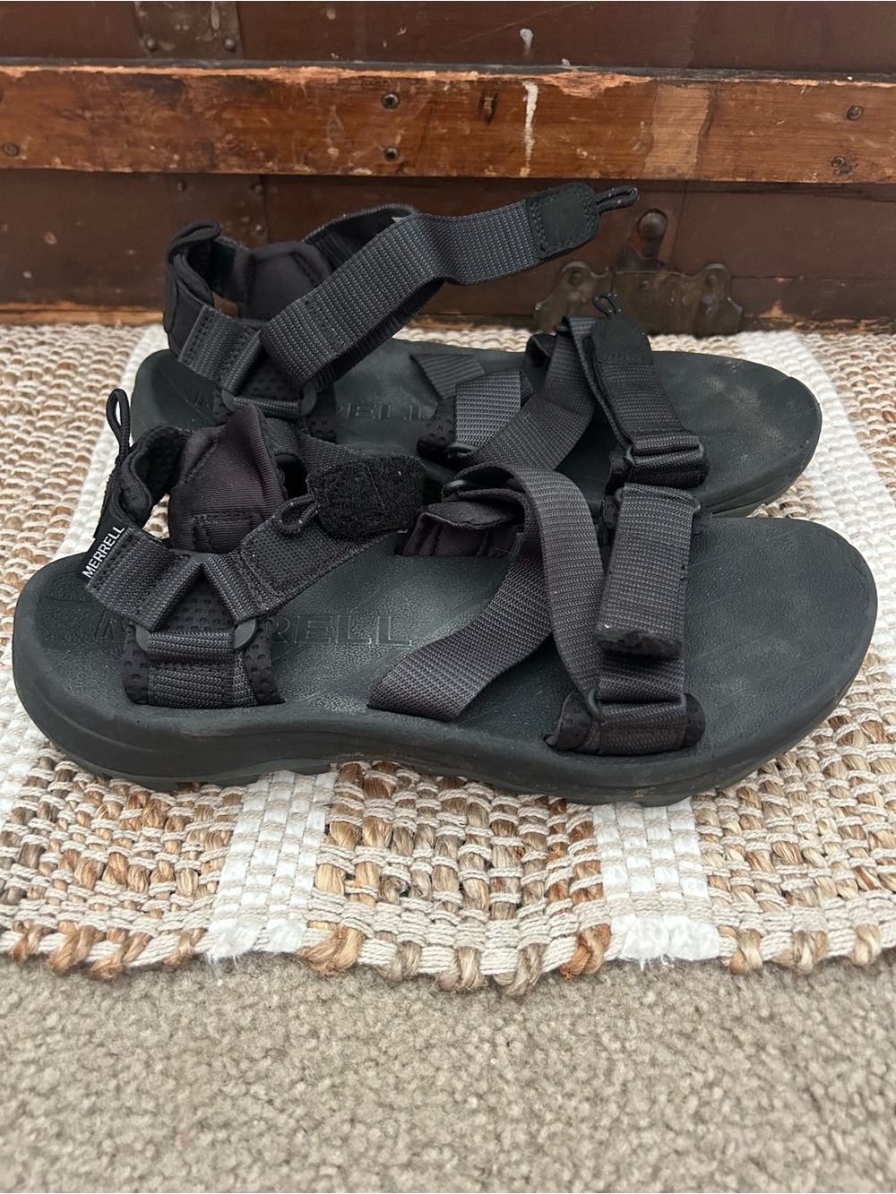Merrell Black Outdoor Strappy Sandals